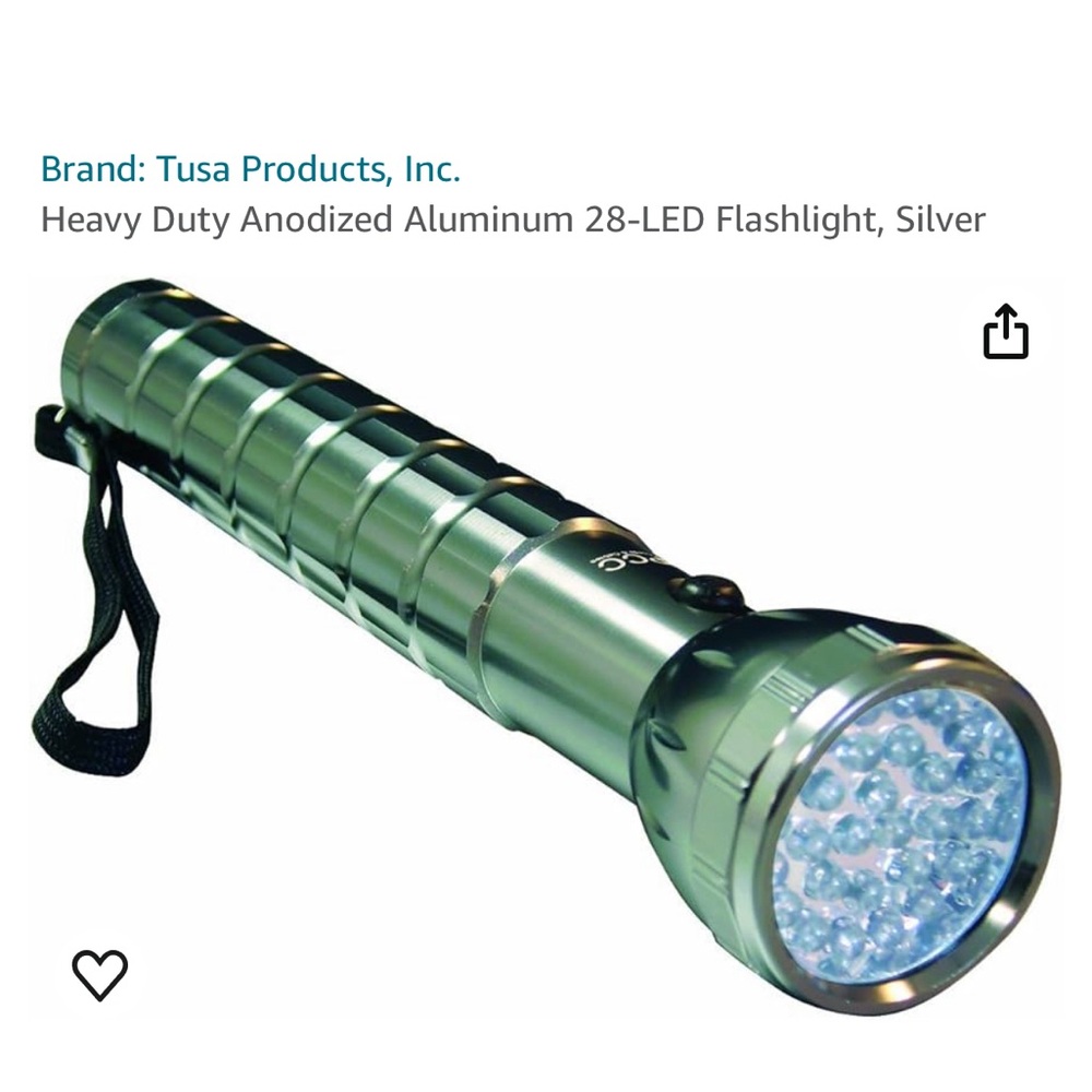 Heavy Duty Anodized Aluminum 28-LED Flashlight, Silver; Brand new